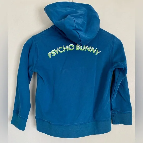 Psycho Bunny Hoodie Sweater Embroidered Size Small 7/8 Cotton Pullover - Picture 3 of 6
